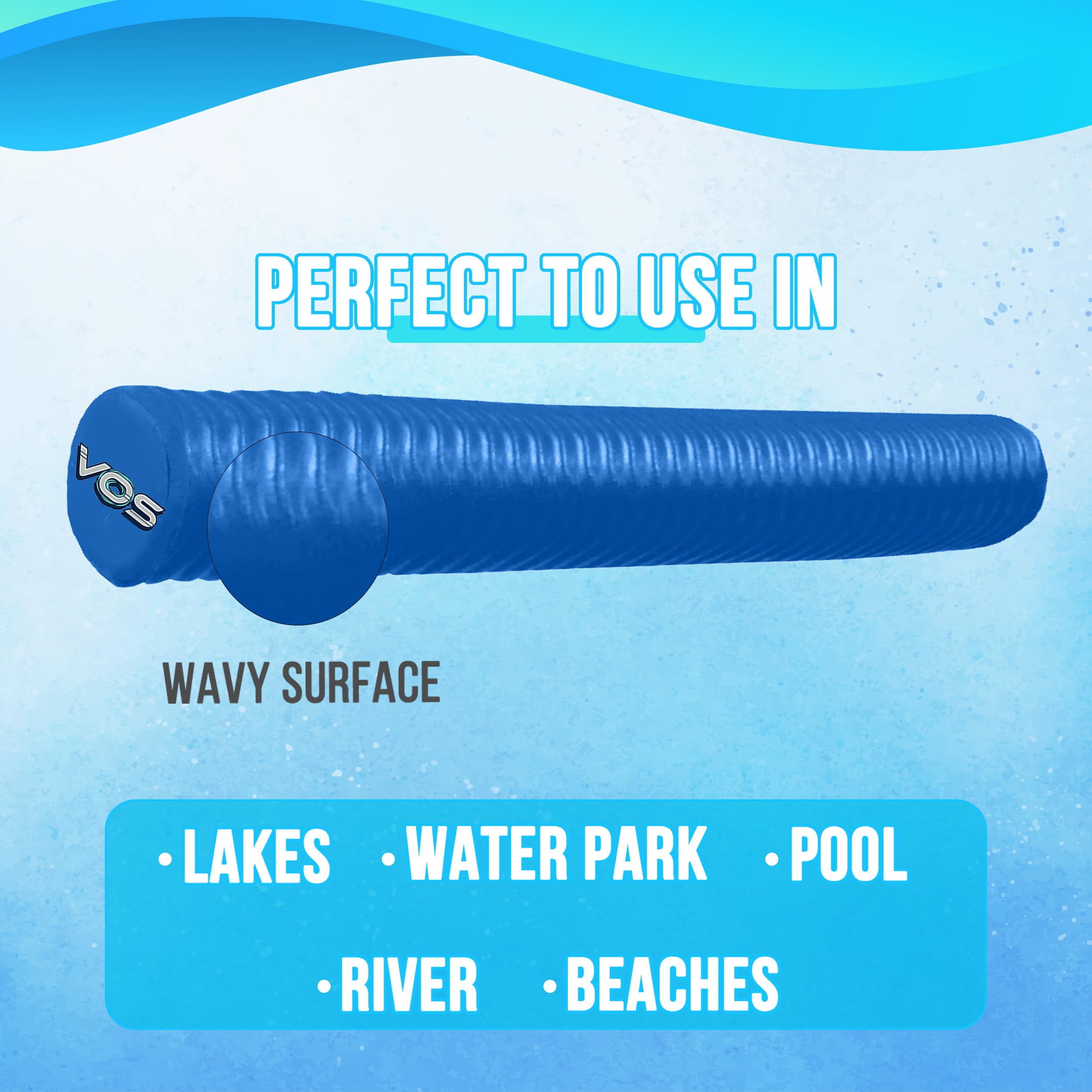 VOS Lazy Floats Foam Pool Noodle â€“ 4 Pc Pack, Premium & Big, Super Soft Pool Noodles for Swimming and Floating, Pool Floats, Lake Floats For Adults & Kids (Fandango Pink and Capri Blue)