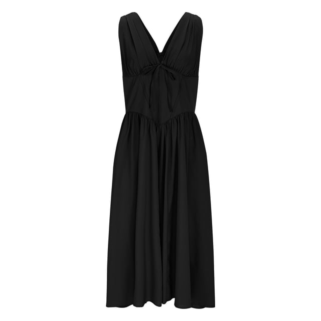 Vestido de Espalda Abierta para las Mujeres Cuello Sling Detalle de Encaje, Sólido Y Cuadrado Impresión Vestido sin Mangas Casual