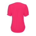 thumbnail image 6 of T Shirts For Women Womens Tops V Neck Tops Puff Short Sleeve T Shirt Pleated Floral Printed Tunic Blouse Shirts, 6 of 7