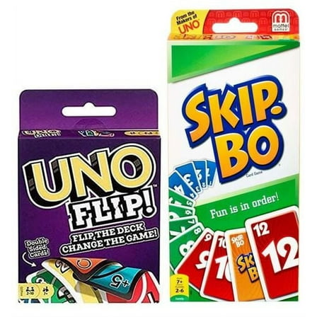 Mattel Skip Bo and Uno Flip Card Games, 162 Count