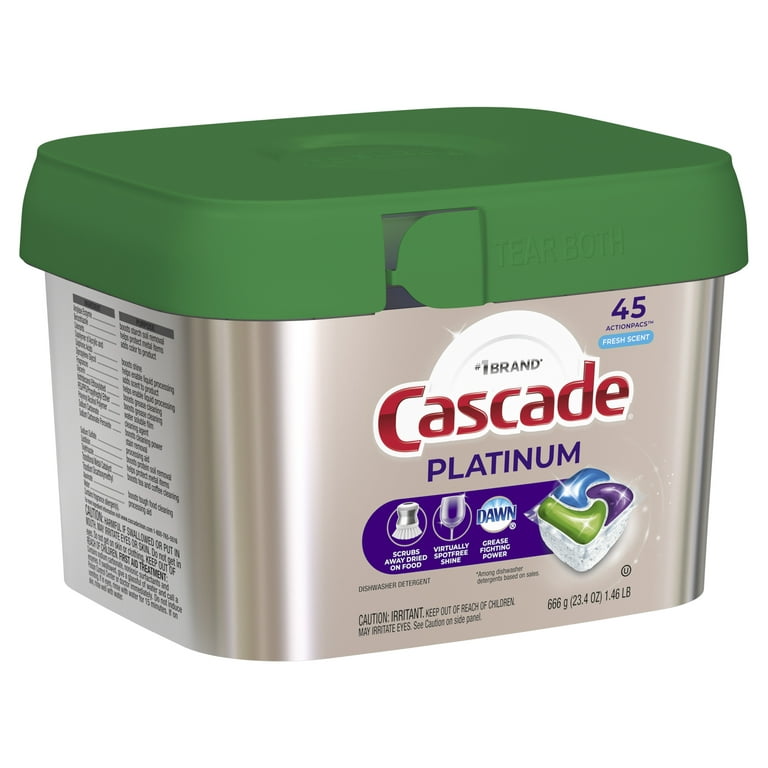 Cascade Platinum Dishwasher Detergent, Fresh Scent, ActionPacs - 21 pacs, 331 g