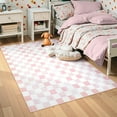 thumbnail image 2 of Ombre Checkered Rug, 4x6 Machine Washable Pink Rugs for Bedroom Girls, Low Pile Soft Non-Slip Modern Checkerboard Living Room Rug Floor Carpet Rug for Playroom Nursery Room Entryway Pink 4' x 6', 2 of 5