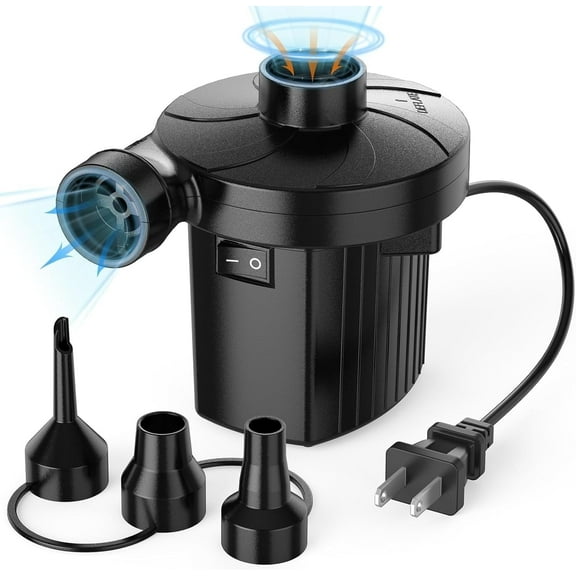 Rybozen Electric Air Pump for Inflatables,Portable Quick-Fill Air Pump with 3 Nozzles,110-120V, Inflator & Deflator