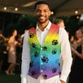 thumbnail image 4 of Yuyamidu Colorful Dog Paw Mens V Neck Suit Vest for Wedding Prom Tuxedo Dress with Adjustable Back Strap Casual Waistcoat for Men Size 3XL, 4 of 7
