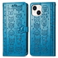 thumbnail image 1 of Funda Cartera FOXDOCK para iPhone 14 , Flip PU con Relieve de Gatos y Perros, Tarjetero y Soporte, 1 of 6