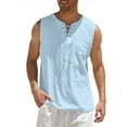 thumbnail image 1 of Franhais Men Plus Size Tank Top, Solid Color Sleeveless Tie-up V-neck Sweatshirt, 1 of 4