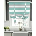 thumbnail image 5 of Aqua Grey Stripe Tie Up Curtains for Window, Thermal Insulated Balloon Shade Adjustable Rod Pocket Curtains Valance Panels for Kitchen Bathroom Cafe 46 x 63 Minimalist Farmhouse Striped, 5 of 6