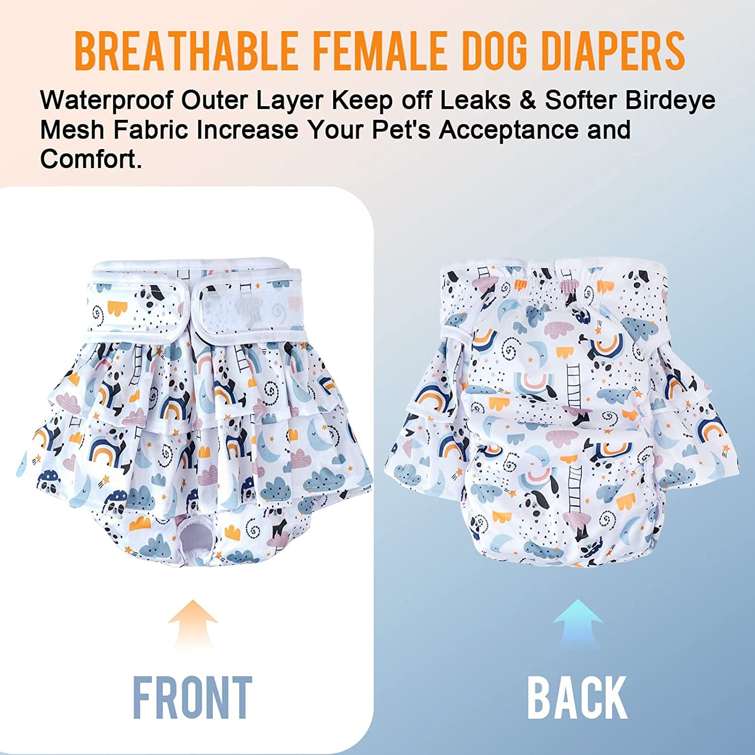 Premium Reusable Doggie Diapers，High Absorbency Leak-Proof Puppy Diapers for Female Dog in Heat, Period, Incontinence, Excitable Urination Girl Dog Diapers Dress