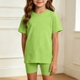thumbnail image 6 of Juorvia Girls'clothing Sets Toddler Summer Casual Loose Fitted Crew Neck T-Shirts Slim Layering Shorts(2-3 Years,Mint Green), 6 of 7