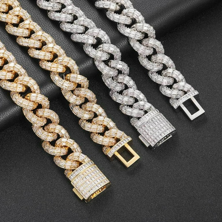 Solid Thick 16 24 Inch Big Mens Cuban Chains Extra Shiny Hip Hop Cuban Link Chain for Men Width 21mm Miami Iced Out Cuban Link Necklace Gift Box Included Walmart