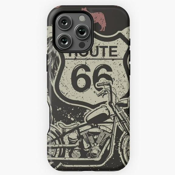 Route 66 Vintage Harley Biker Art Phone Case for iPhone 16 15 14 13 12 11 Pro Max