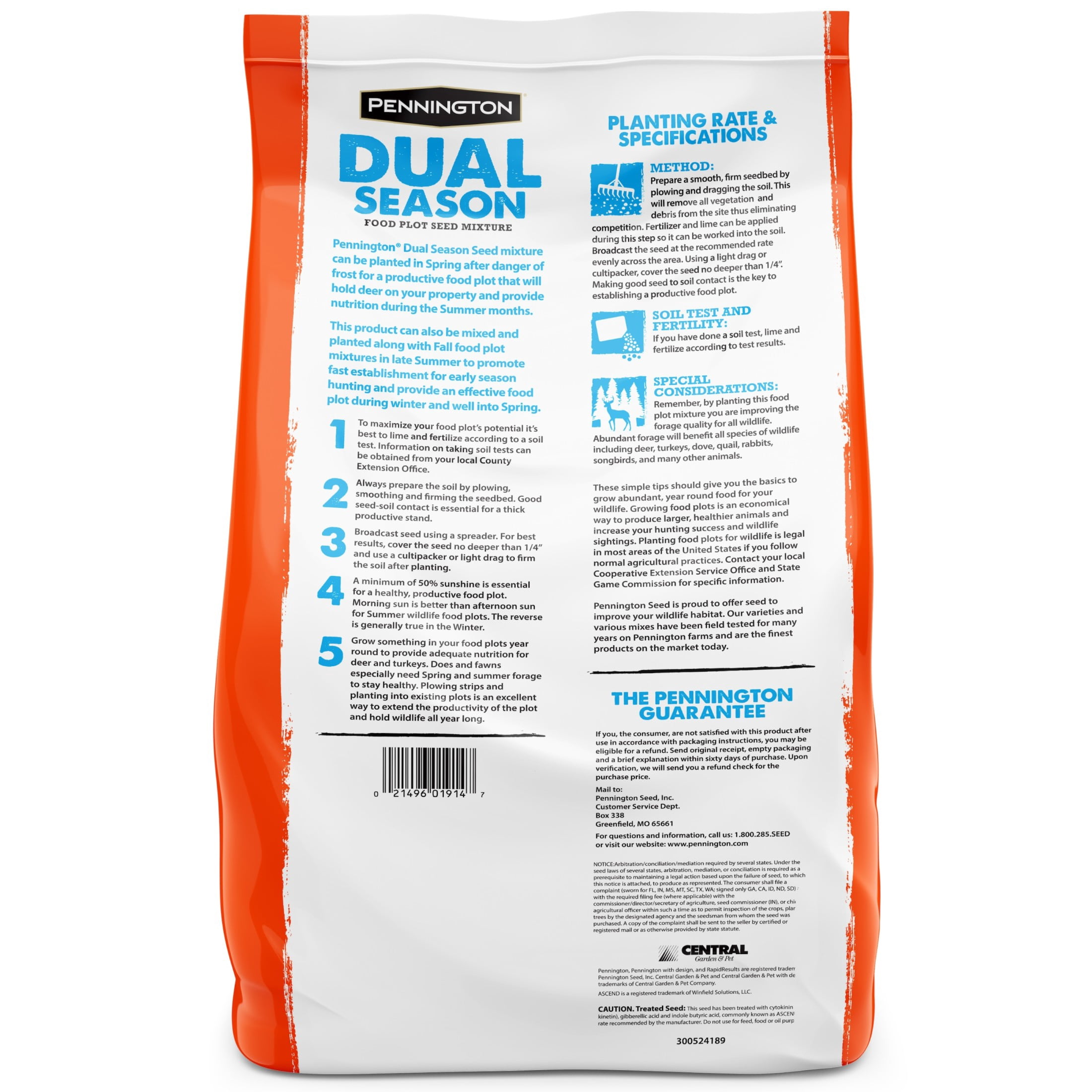 Pennington Rackmaster Dual Season Wildlife Food Plot Mix, Deer Food Plot Seed, 10 Pounds