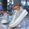 thumbnail image 2 of Womens Fashion Platform Glitter Sneakers High Top Sparkly Lace Flats Running Bling Tennis Shoes for Women, 2 of 5