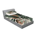 thumbnail image 2 of Ambesonne Monstera Fitted Sheet & Pillow Sham Set, Tropical Abstract Boho Art, Twin, Sage Green Fawn Evergreen, 2 of 2