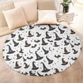 thumbnail image 4 of Halloween Witch Hats and Bats Round Blanket,Comfortable Soft Flannel Throw Blanket,All Season,Warm Lightweight Blankets for Sofa Bed Couch Living Room Chair 47"x47", 4 of 5