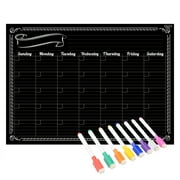 Magnetic Refrigerator Chalkboard,Calendar Monthly Planner, Dry Erase Board, for Kitchen Fridge with 8 Color Magnetic Markers (16inchx12inch, Horizontal Flat Pack)