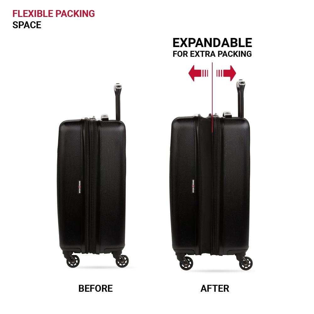 SWISSGEAR Wave Hardside Expandable Carry-on Luggage with Spinner Wheels, Black