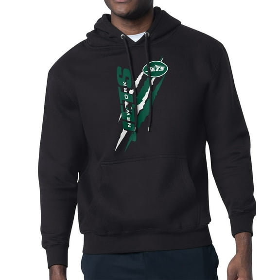 Unisex Starter Black New York Jets Color Scratch Fleece Pullover Hoodie