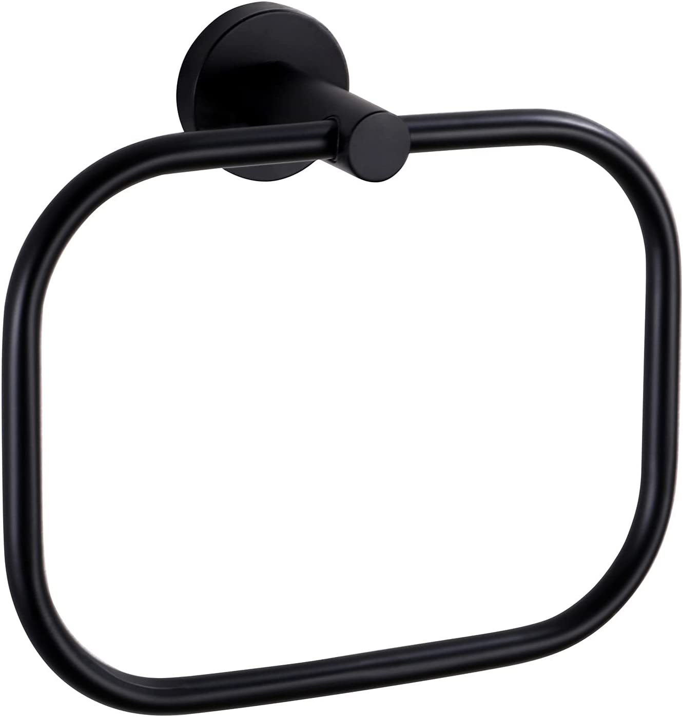 Square Towel Holder Matte Black, Stainless Steel Swivel Towel Ring