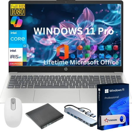 HP 17 Business and Student Laptop Computer,17.3" FHD Laptop, Intel Core i3-N305, 16GB RAM, 512 GB PCIe SSD, Intel Iris Xe, Copilot Laptop,Lifetime Office&Windows 11 Pro,Gift Bundle