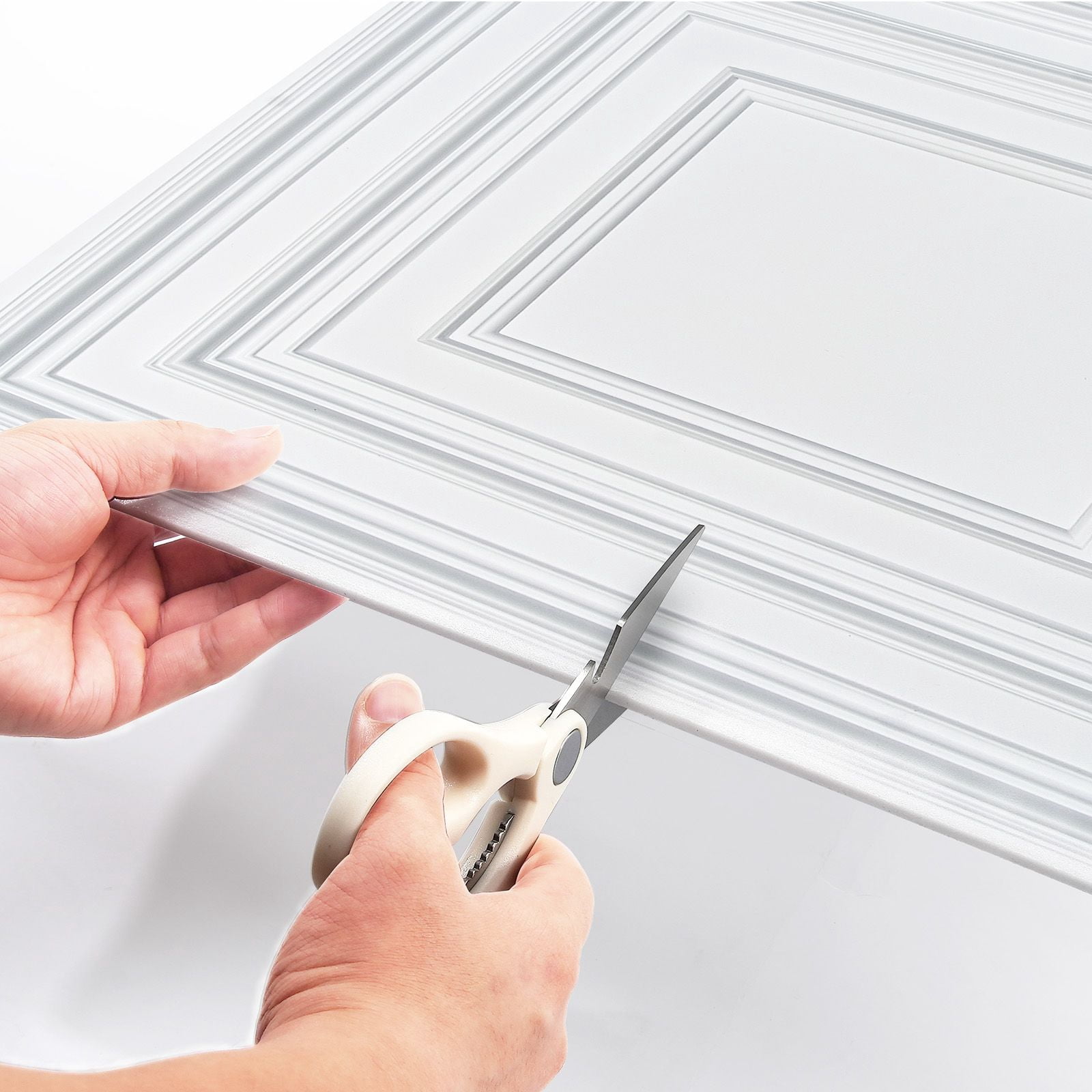 Ceiling Tiles, 12 Pack Drop Ceiling Tiles PVC Sheet, Easy Installation/ Cutting Plastic Glue-up Ceiling Tile, Ceiling Covering for Home/Office Decoration, White Peg Pattern 24 x 24 in