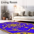 thumbnail image 2 of ODIKA 4'x6' Machine Washable Non-Slip Area Rug, Kaleidoscope with Symmetrical Ornate Medallion Design High Traffic Rug with Pad, Blue, 664372, 2 of 8