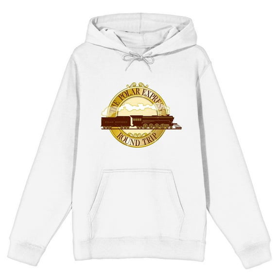 The Polar Express Men's Round Trip Graphic Print White Hoodie-Medium