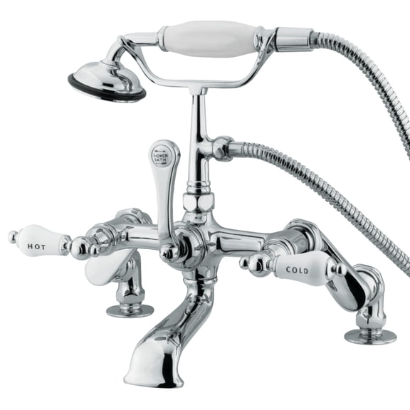 Kingston Brass CC654T1 Vintage 7" Adjustable Center Deck-Mount Clawfoot Tub Faucet with Hand Shower, Polished Chrome