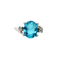 2ct Oval Apatite Silver Ring, Size 10 2OASRS10