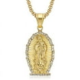 thumbnail image 6 of Religious 14K Yellow Gold Virgin Mary Pendant Necklace Women Jewelry Christian Gold Color Iced Out Madonna Necklace D049, 6 of 9