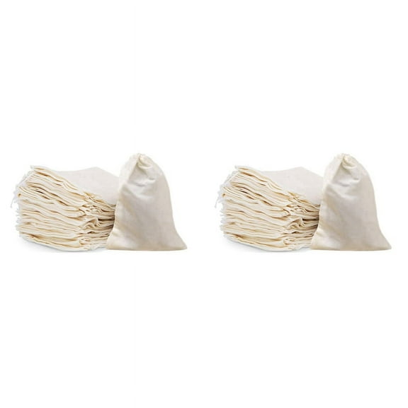 100 Pcs 4 X 6 Inches Cotton Muslin Bags, Reusable Drawstring Bags for Tea, Cheesecloth Sachet Party