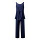 thumbnail image 5 of Conjunto de dos piezas de verano para mujer con chaleco sin mangas de color liso y espalda hueca de encaje - Poliéster, cuello cuadrado, pantalones de pierna ancha - Tallas S-XXL, 5 of 6