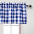 thumbnail image 3 of 3 Piece Semi Sheer Kitchen Curtains - Light Filtering Buffalo Plaid Tier and Valance Window Curtains Set, Royal Blue and White, 3 of 6