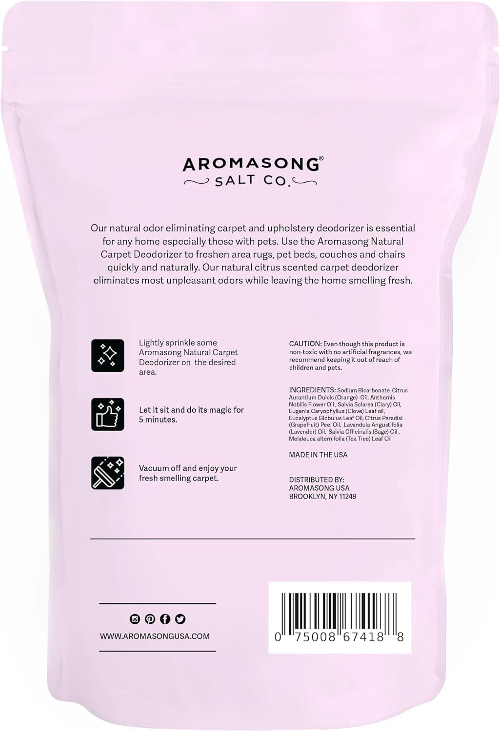 Aromasong Natural Lavender Carpet Deodorizer Powder, Safe for Pets, Upholstery & Pet Odor Eliminator, 48 oz