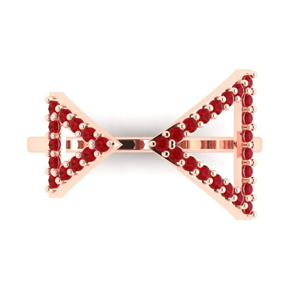 Statement Engagement Ring for Women - 0.2475ct Simulated Ruby in 18K Rose Gold Promise Ring