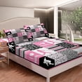 thumbnail image 3 of Baseball Queen Sheets Girly Pink Sports Bed Sheets, Ball Games Buffalo Fitted Sheet Black White Grey Bed Set, Geometric Stripe Bedding Baseball Athlete Room Decor (Deep Pocket), 3 of 5