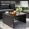 thumbnail image 6 of TECHMILLY 6-Piece Space-Saving Patio Furniture Set, All Weather Black Wicker Rattan Sectional Sofa with 2 Ottomans, Outdoor Conversation Set for Garden, Backyard, Gray Cushions, 6 of 9