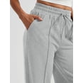 thumbnail image 6 of Women’s High Waisted Sweatpants Wide Leg Lounge Pants with Drawstring Elastic Waist Casual Workout Jogger Trousers with Pockets, 6 of 7