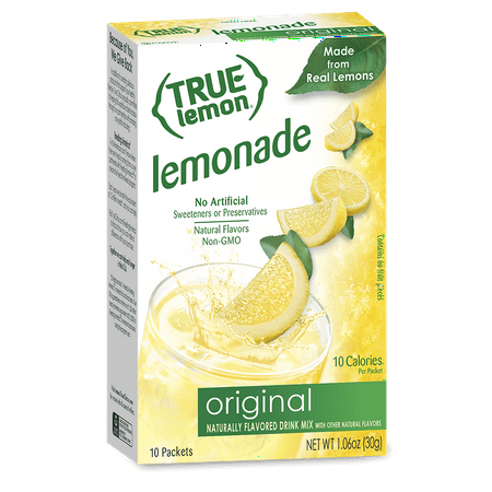 (30 Packets) True Lemon Original Lemonade Stevia Sweetened, On-The-Go, Caffeine Free Powdered Drink Mix