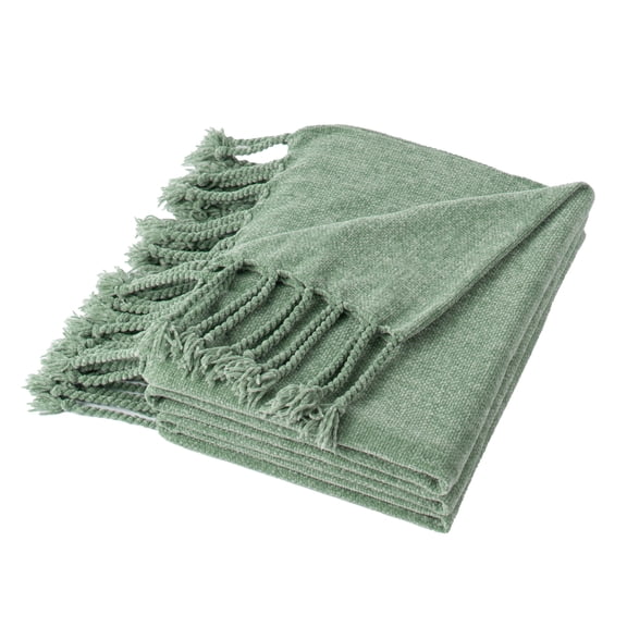 Sage Green Throw Blanket, Soft Cozy Chenille Throw Blankets,Knit Throws for Spring Decor, 50"X60"