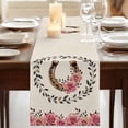 thumbnail image 3 of Table Runners 72 Inches Long Dress Scarves, Pink Roses Farmhouse Kitchen/Dining Table Runner, Coffee Tablerunners, Spring Horseshoes Floral Leaves Rustic 14x72 Inch, 3 of 9