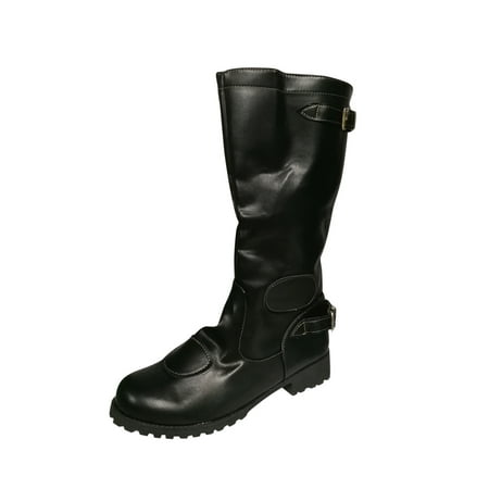 

AnuirheiH Men s Boots Low Heel High Locomotive Boots Back Zipper Shoes Winter Belt Buckle Windproof Warm Boots Sale Clearance
