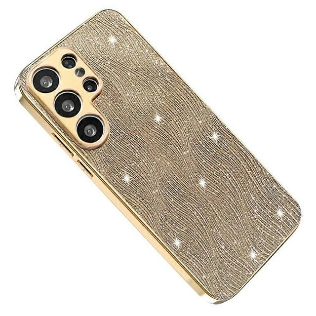 For Samsung Galaxy S25 Ultra Case Electroplating Ripple Texture PU + TPU + PC Phone Back Cover - Gre