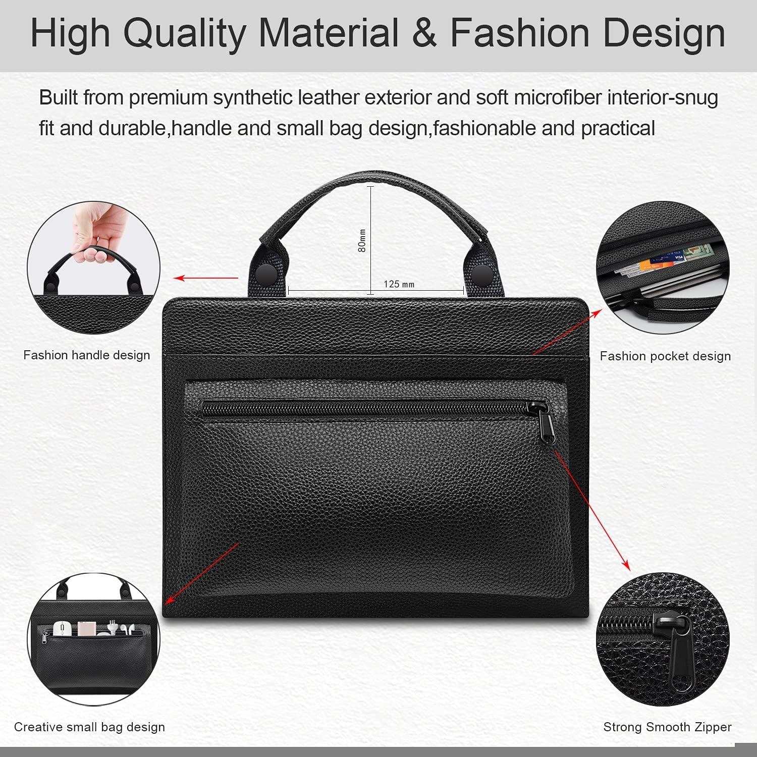 Microsoft Surface Laptop Go 12.4" Laptop Sleeve, Microsoft Surface Laptop Go 12.4" Laptop Leather Protective Case with Accesorries Bag Handle, Cover Microsoft Surface Laptop Go 12.4" (Black)