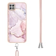 thumbnail image 3 of Allytech Galaxy A22 5G Case [Not for 4G Phone], Luxury Marble Pattern TPU Rubber Slim Fit Anti-scratch Shock-absorbing Back Cover with Shoulder Strap Case for Samsung Galaxy A22 5G, Pink, 3 of 4