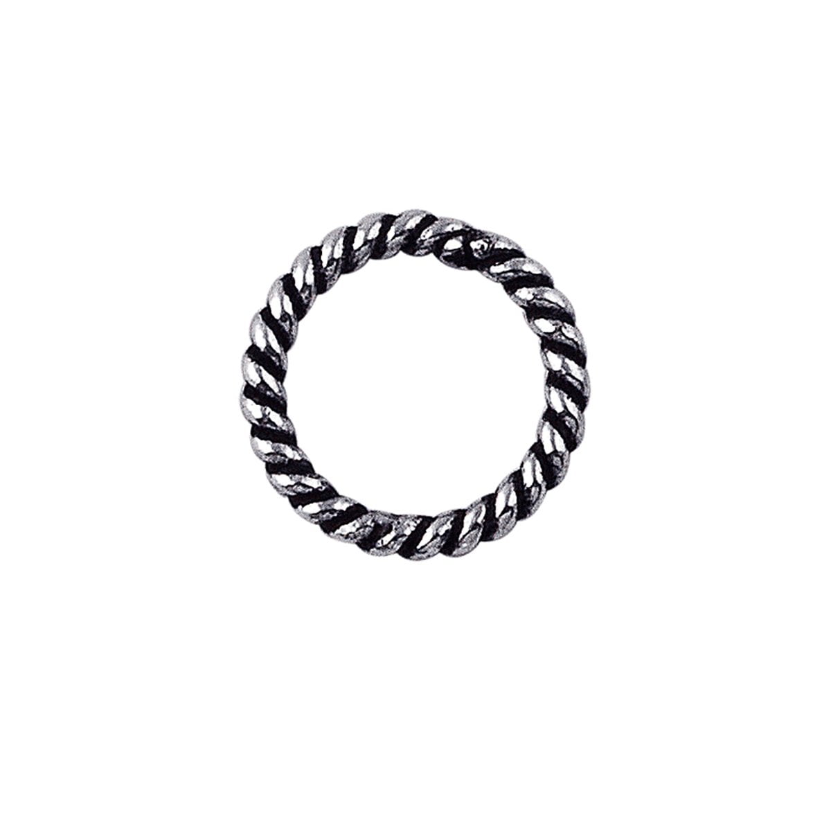 JCSS-102-7MM Sterling Silver Closed Jump Ring Twisted Oxidised