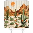 thumbnail image 2 of Western Shower Curtain Cactus Mountain Tropical Desert Landscape Ethnic Aztec American Cowboy Bathroom Decor Fabric Curtains with Hooks, 2 of 6