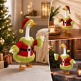 thumbnail image 4 of Christmas Porch Goose Outfit Red Tunic with Green Fluffy Trim and Matching Santa Hat Cute Holiday Decor for 23 Inch Front Porch Lawn Statue, 4 of 6