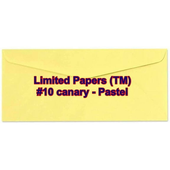 Limited Papers (TM) #10 Regular Envelope - Pastel - Soft - 24# (4.8" x 9.5") - Announcement, Invoices, Statements, Checks, Letters, Contracts, Business Envelope (Canary, 2500)