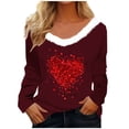 thumbnail image 3 of Inverlee Valentine's Day Shirts Women Plus Size Love Heart Print Tees Work Long Sleeve Blouse V Neck Holiday T-shirt Tops Valentines Day Gifts for Teen Girls, 3 of 5